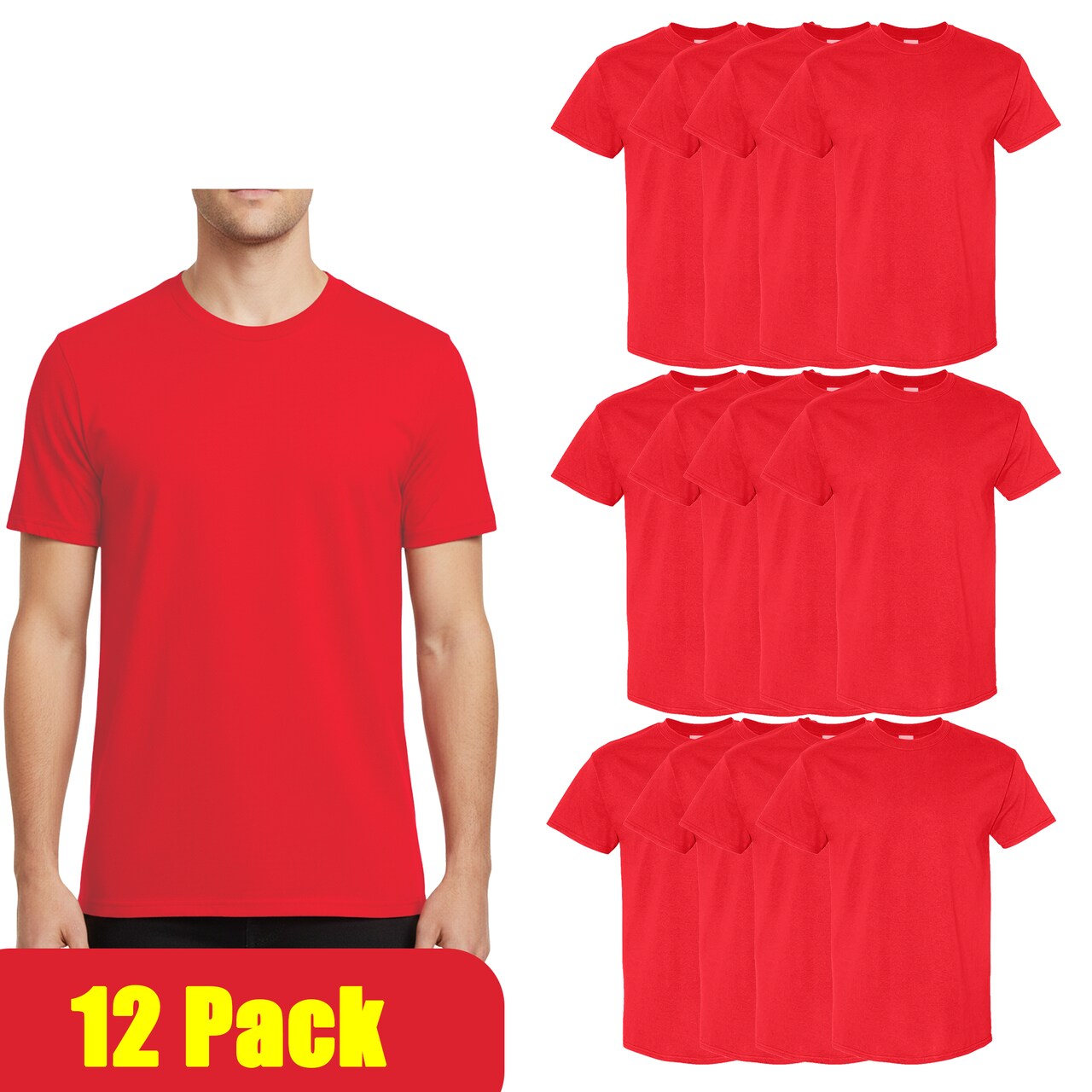 Gildan Unisex Heavy Cotton Tee 5000, 100% U.S. Cotton Shirt for DIY Projects, Pack of 12